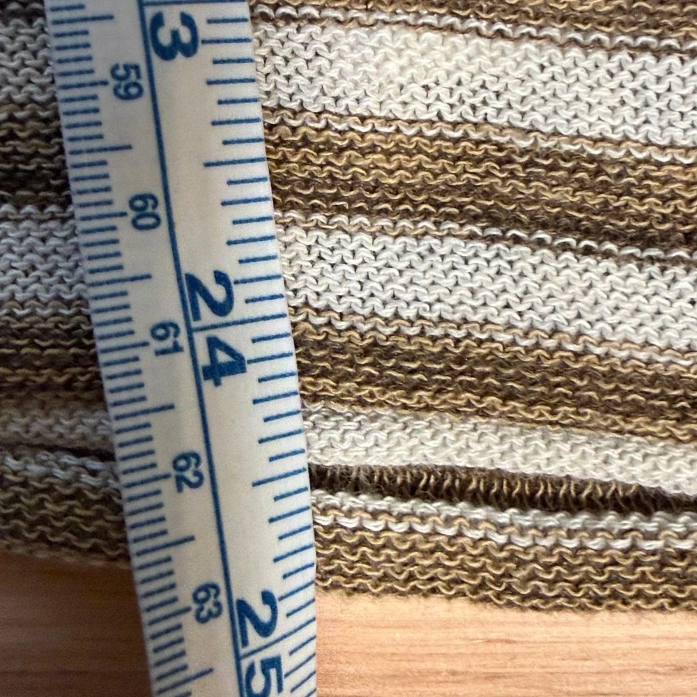 Tory Burch Striped Cotton Blend Sweater Womens Medium Brown Shoulder Button Top